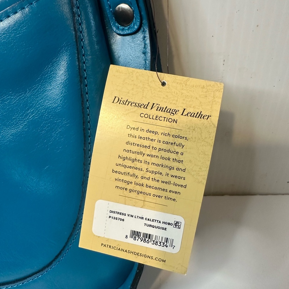 Patricia Nash Distressed Turquoise Leather Hobo